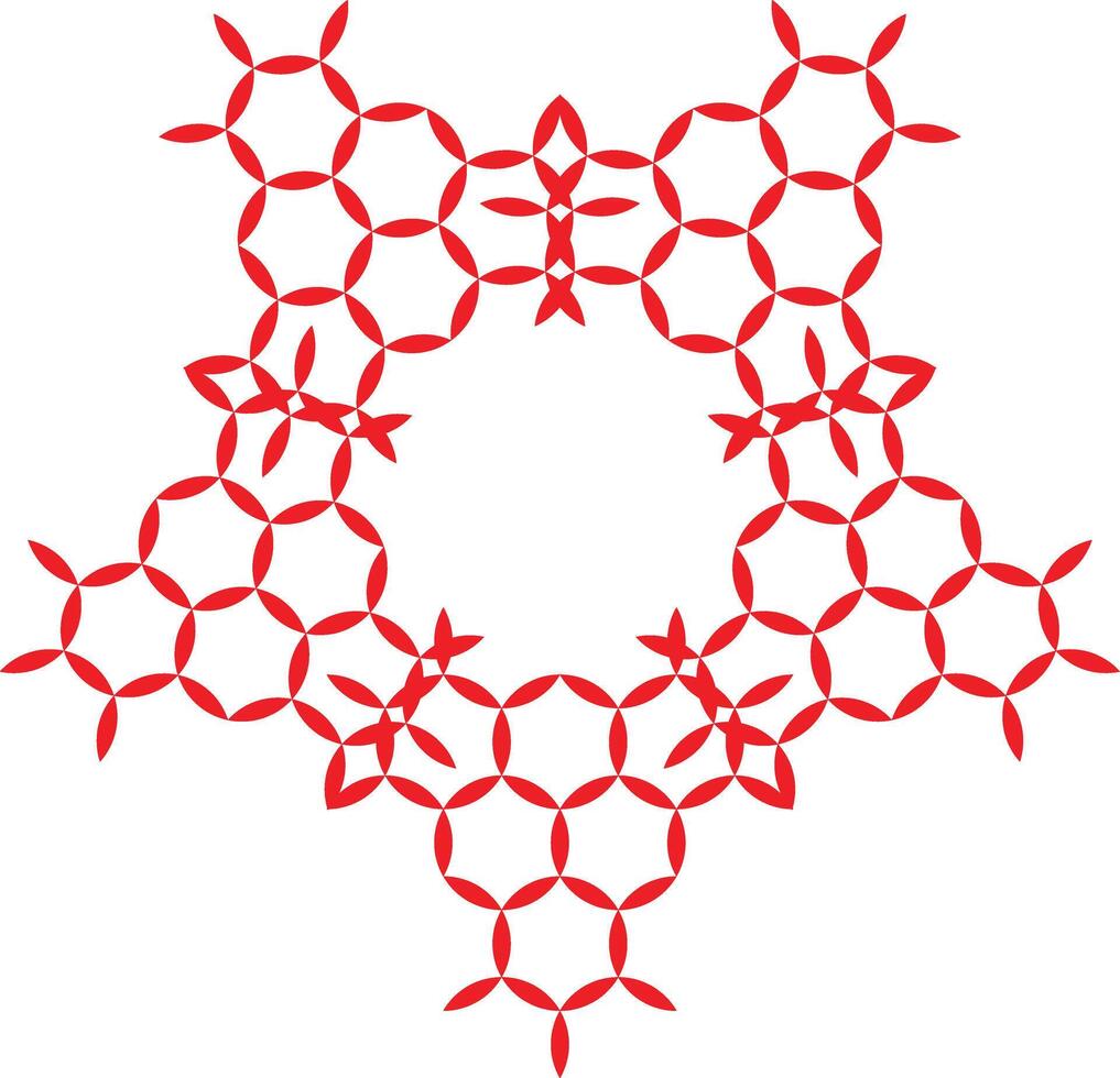 Intricate red geometric pattern with central void vector