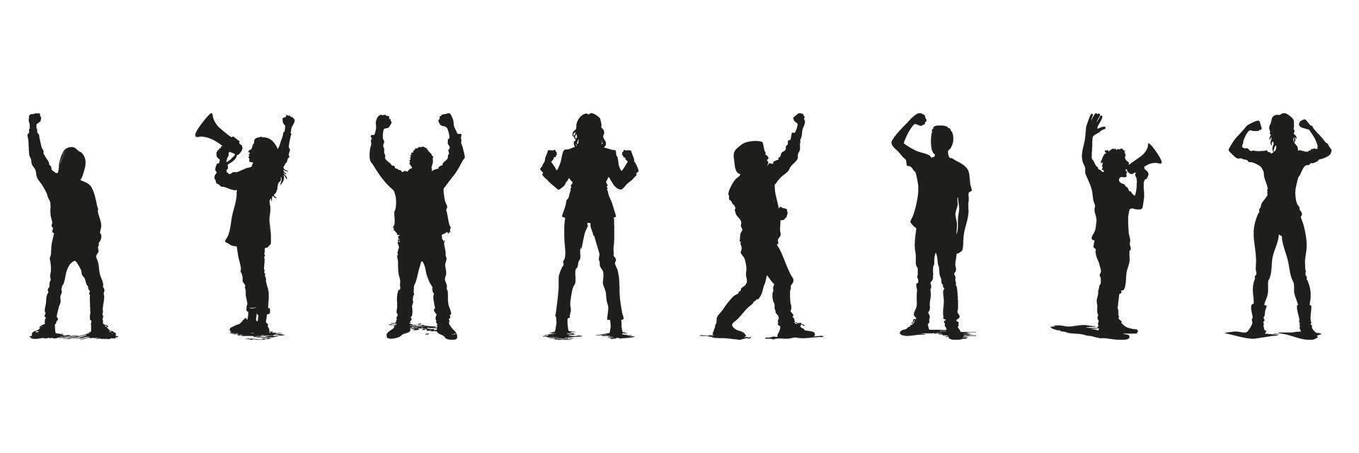 Protest And Activism Silhouette Set. Social Movement And Public Demonstration Symbol Collection. Advocacy And Awareness Use. Isolated Illustration vector