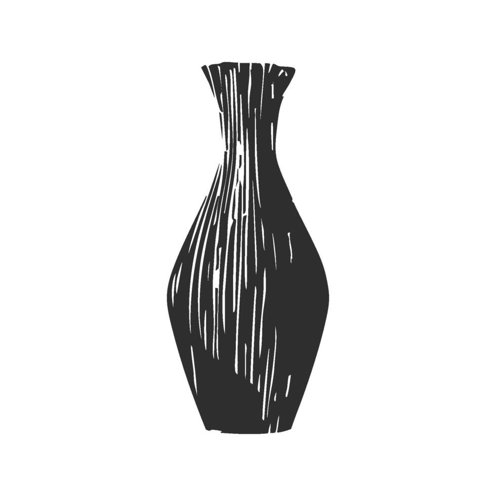 Elegant Vase Silhouette Illustration. Minimalist Home Decor And Design Element Isolated Illustration vector