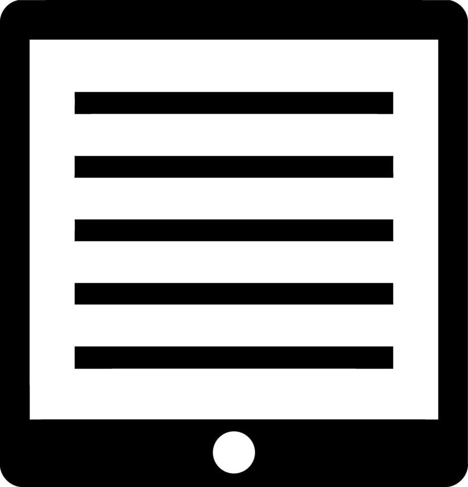Tablet with Text Lines Icon - E-Reader and Document vector