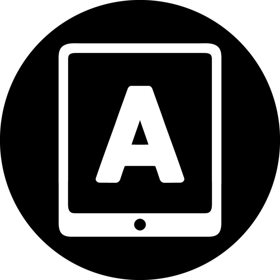 Tablet with 'A' Letter Icon - Digital Learning and Apps vector