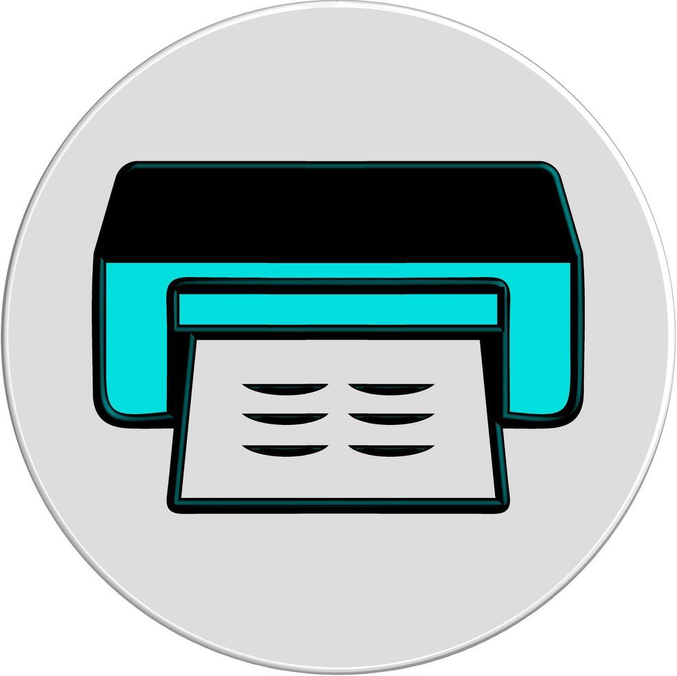 Printer Icon - Turquoise and Black Document Printing vector