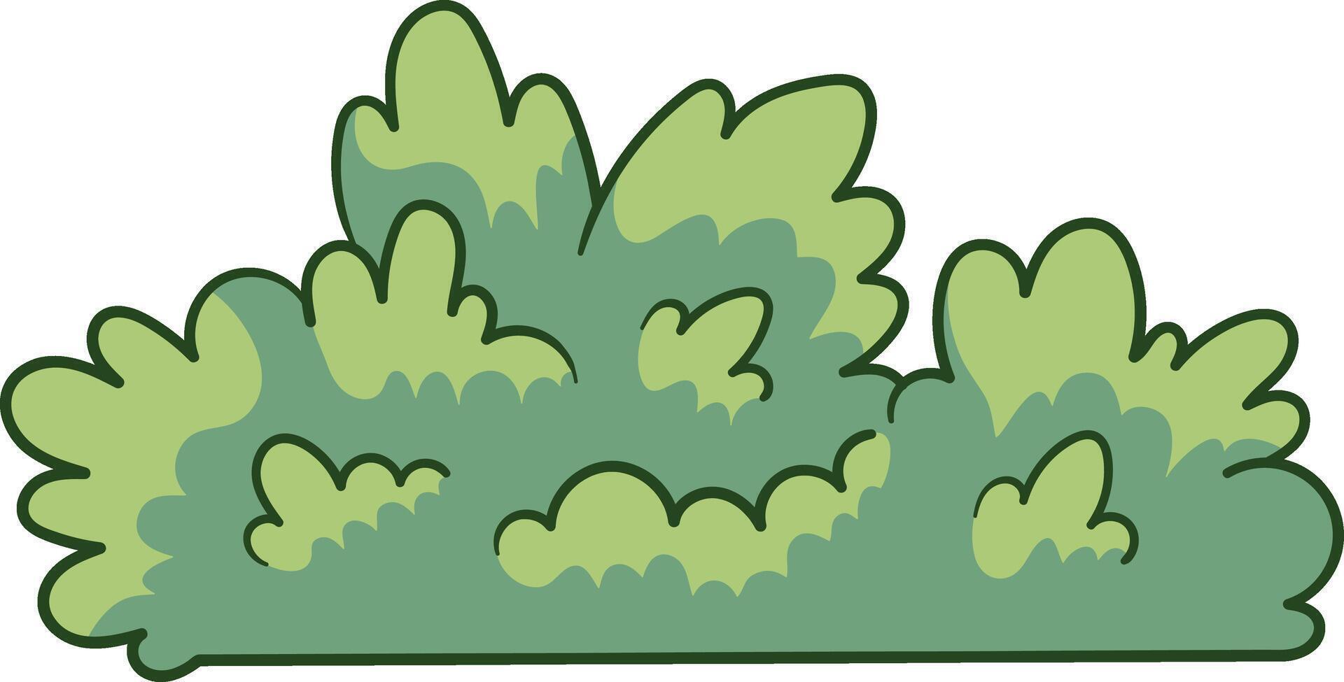 Cartoon green bush with tall and curved leafy shapes illustration vector
