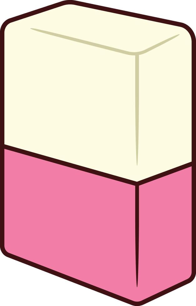 Pink and white eraser in flat style illustration vector