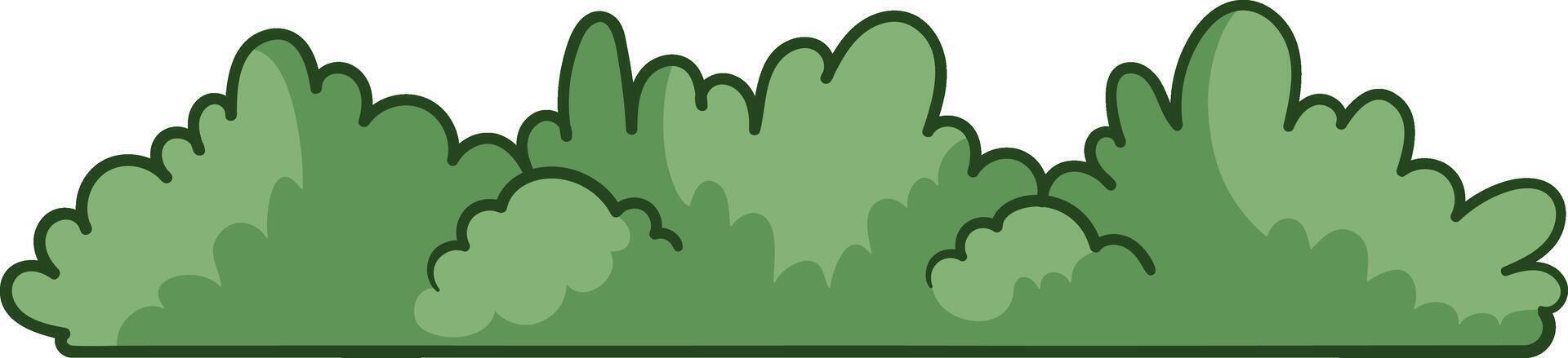 Cartoon green bush with bold outline illustration vector