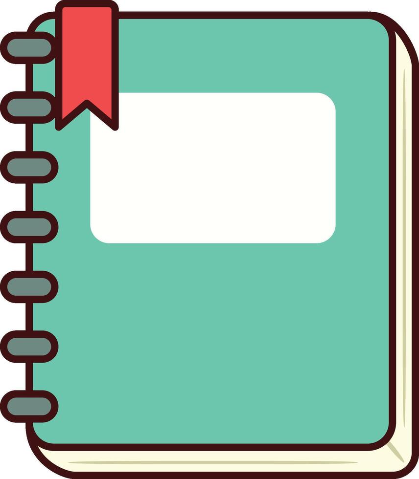 Green spiral notebook with red label illustration vector