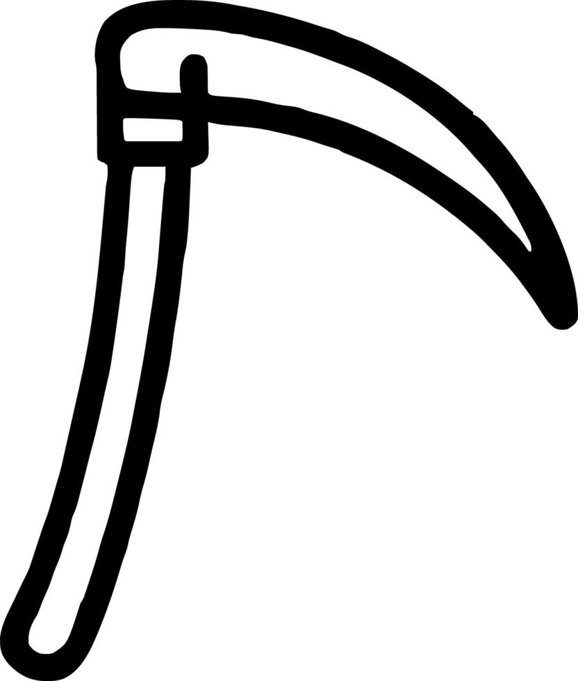 Scythe icon illustration outline stroke minimalist black line vector