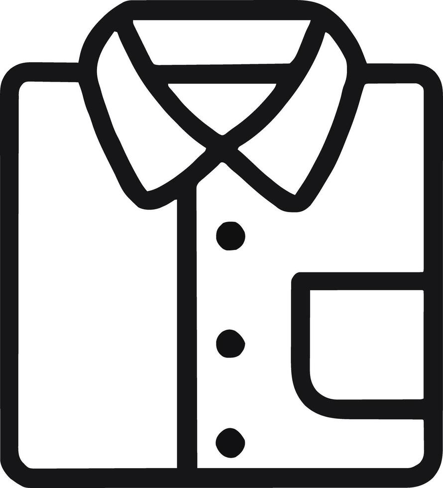 Folded shirt icon illustration outline stroke minimalist black line vector