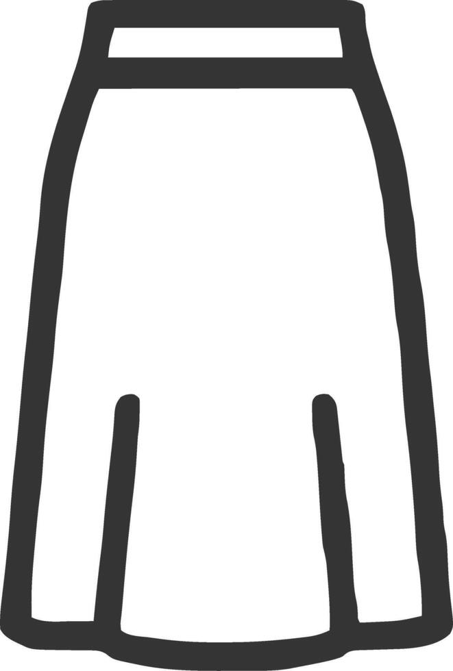 Long skirt icon illustration outline stroke minimalist black line vector