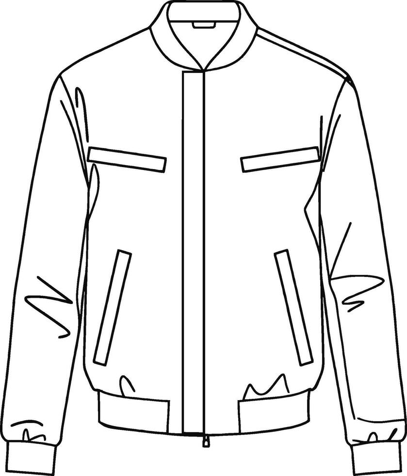 Biker jacket Minimalist line art hand drawn outline stroke vector