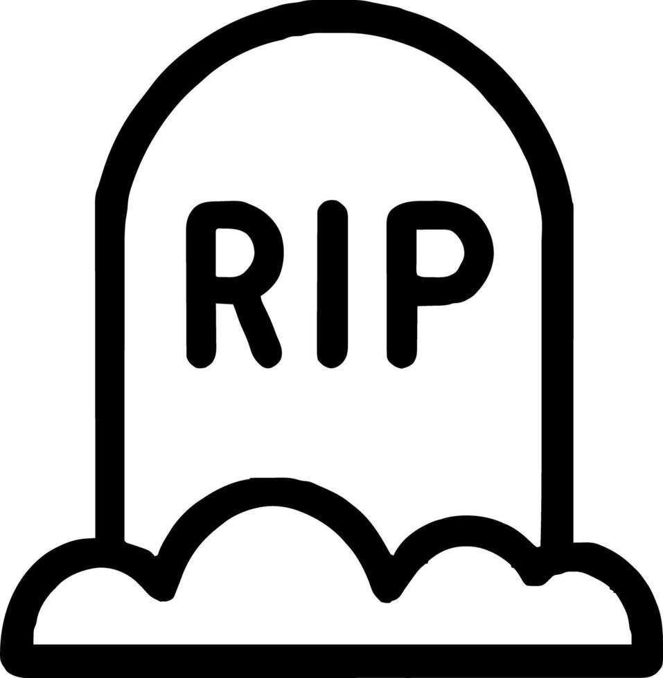 Tombstone rip icon illustration outline stroke minimalist black line vector