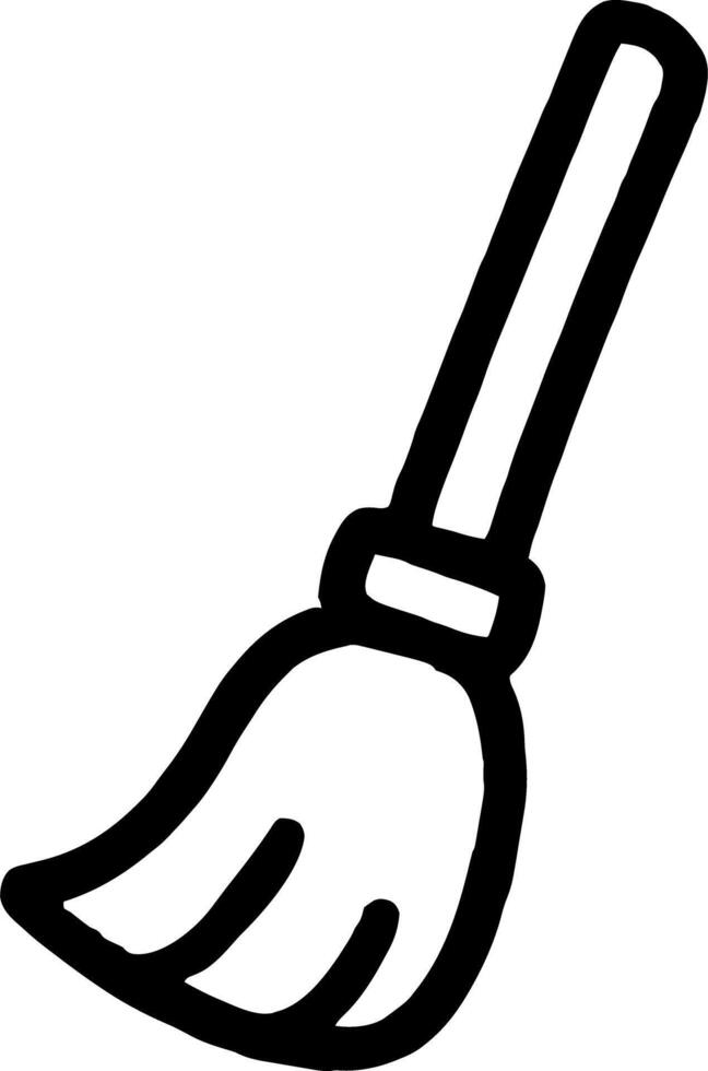 Broom icon illustration outline stroke minimalist black line vector
