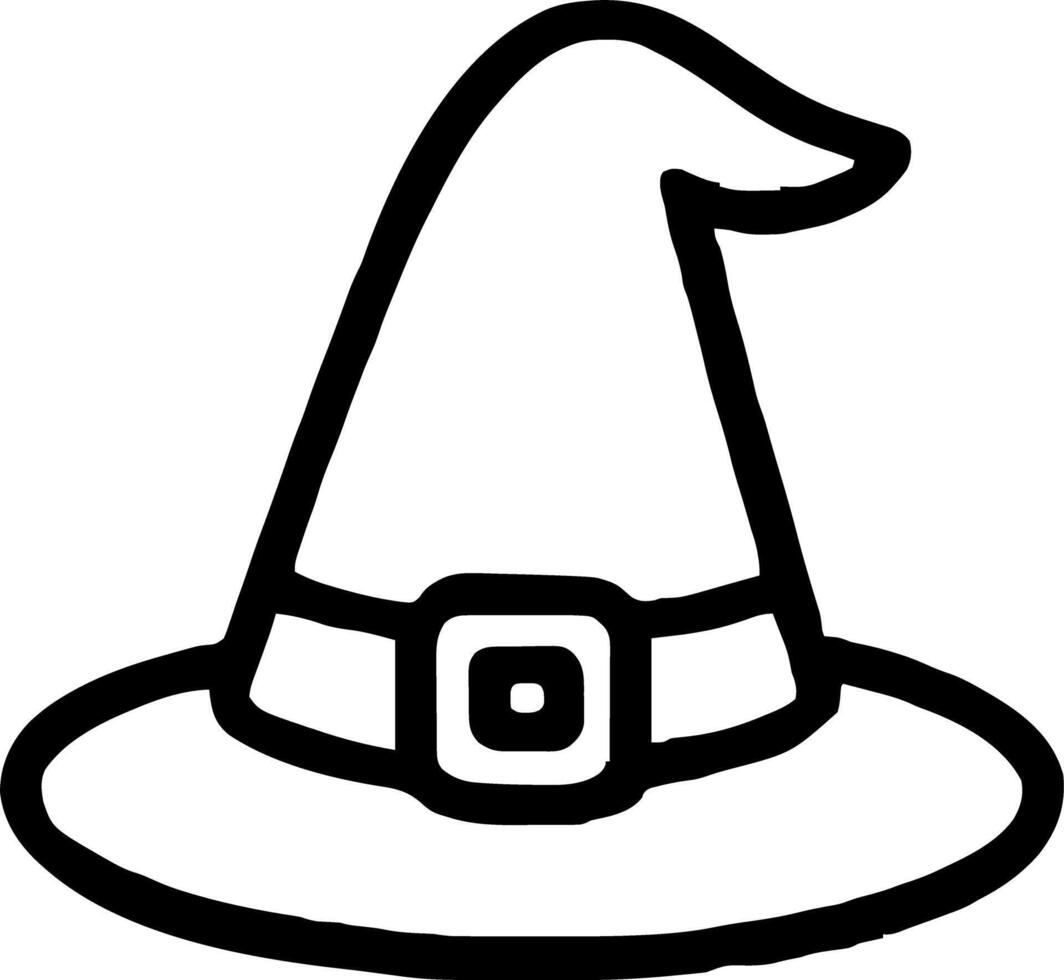 witch hat icon illustration outline stroke minimalist black line vector