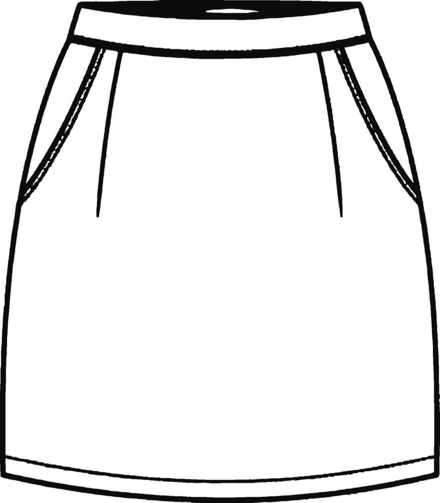 Short Skirt Minimalist line art hand drawn outline stroke vector