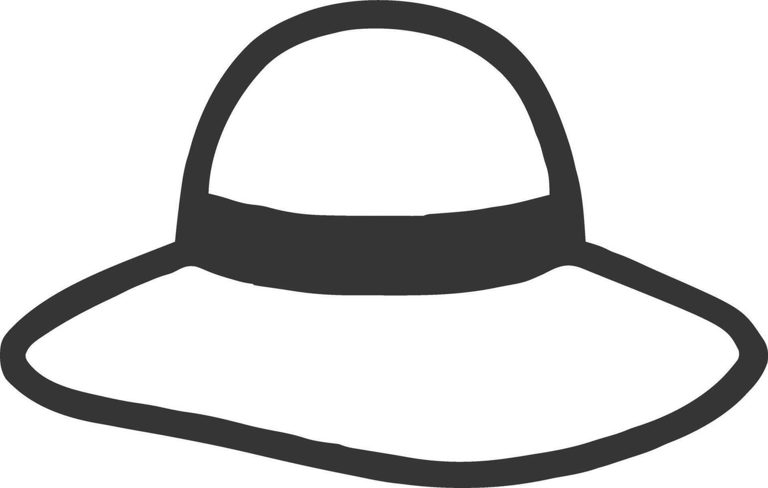 sun hat beach hat icon illustration outline stroke minimalist black line vector