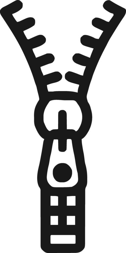 Zipper icon illustration outline stroke minimalist black line vector