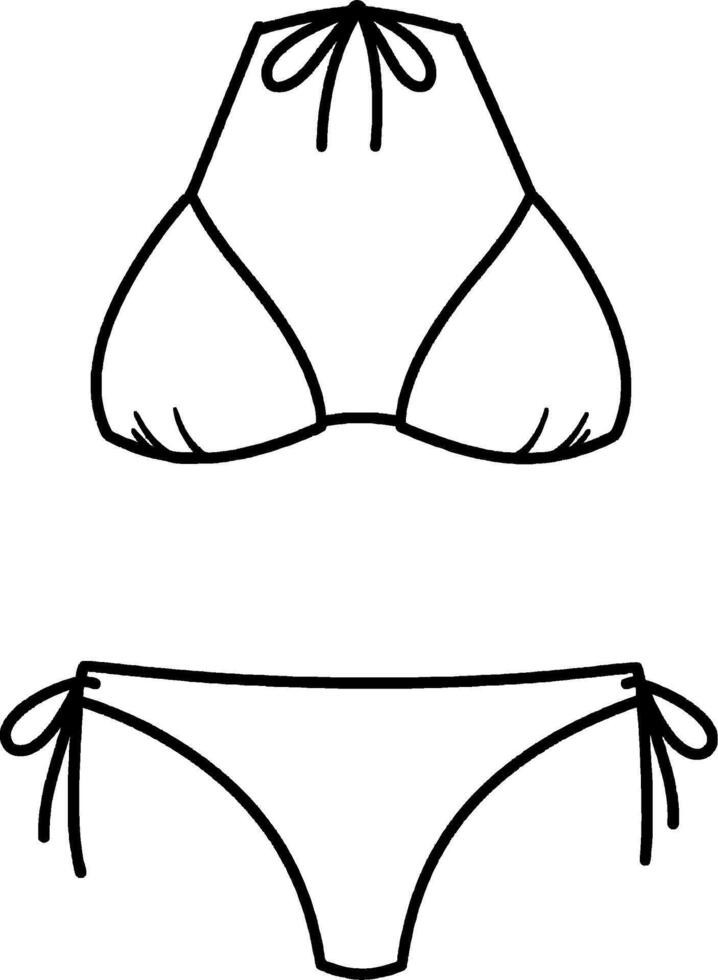 Bikini Minimalist line art hand drawn outline stroke vector