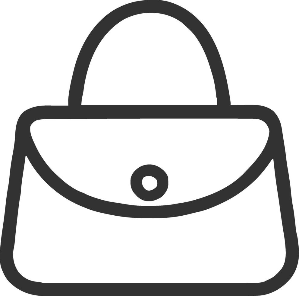 Purse handbag icon illustration outline stroke minimalist black line vector