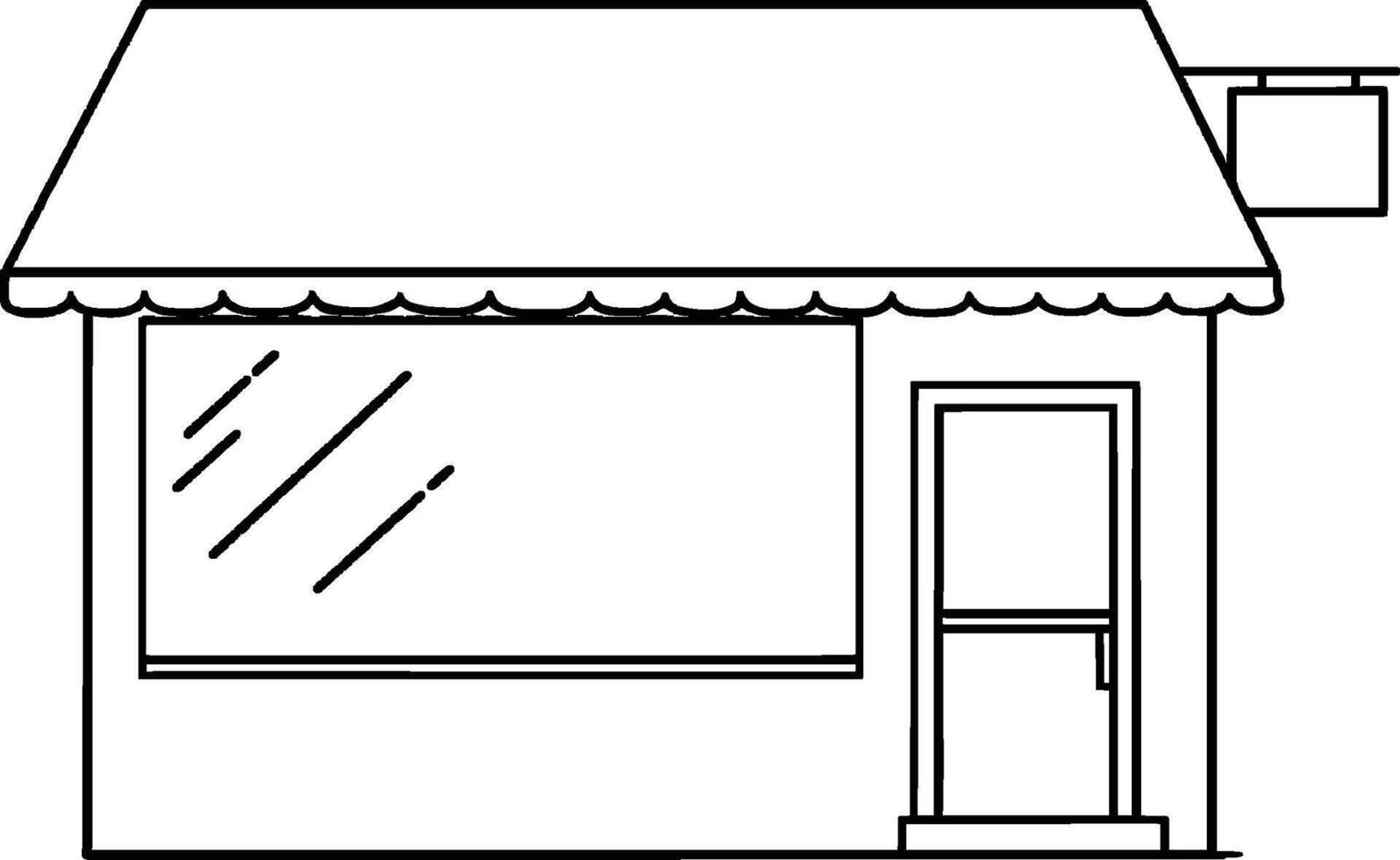 Store Shop Marketplace Minimalist line art hand drawn outline stroke vector