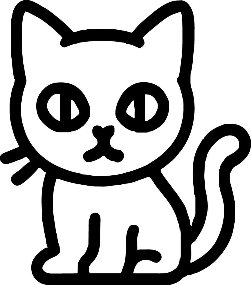 Black cat halloween icon illustration outline stroke minimalist black line vector