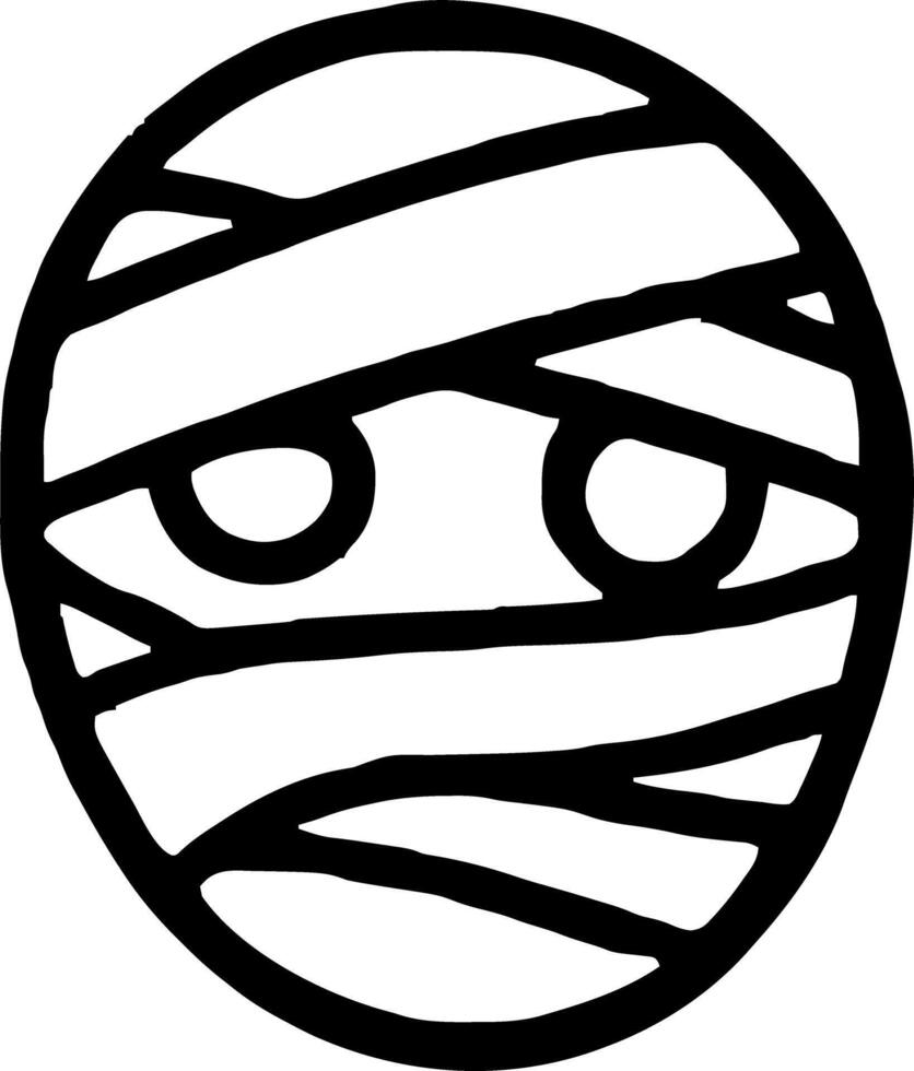 Mummy face head icon illustration outline stroke minimalist black line vector