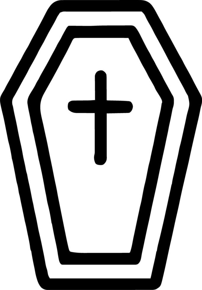 Coffin icon illustration outline stroke minimalist black line vector
