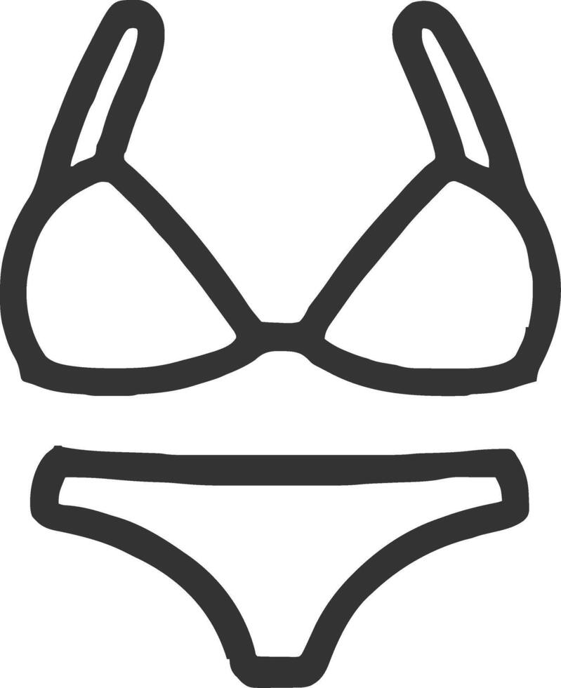 Bikini icon illustration outline stroke minimalist black line vector