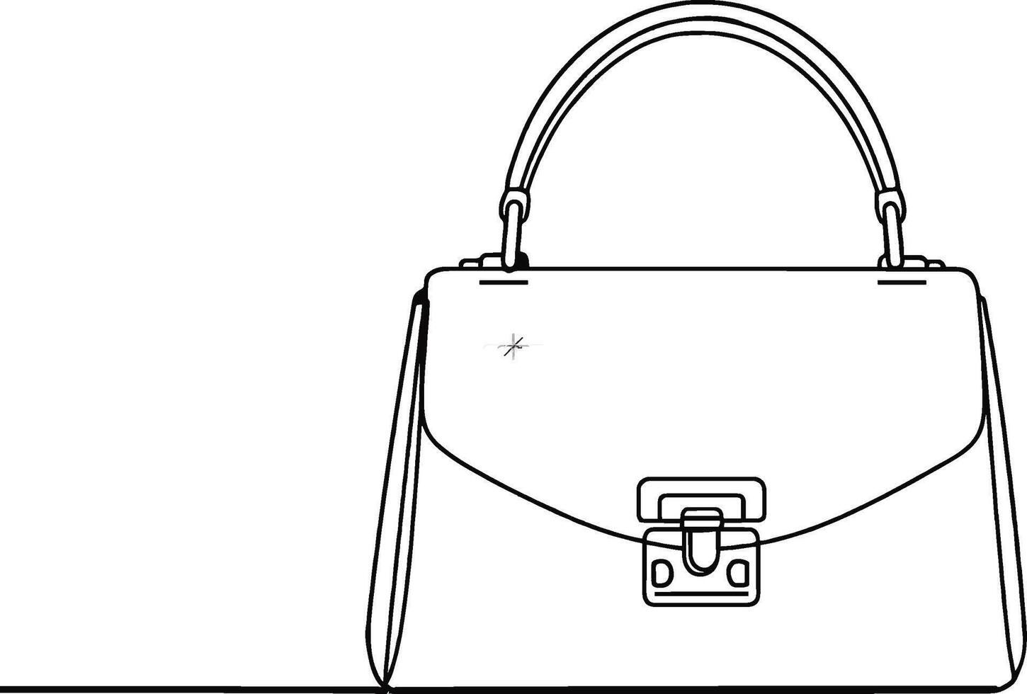 Hand bag Minimalist line art hand drawn outline stroke vector