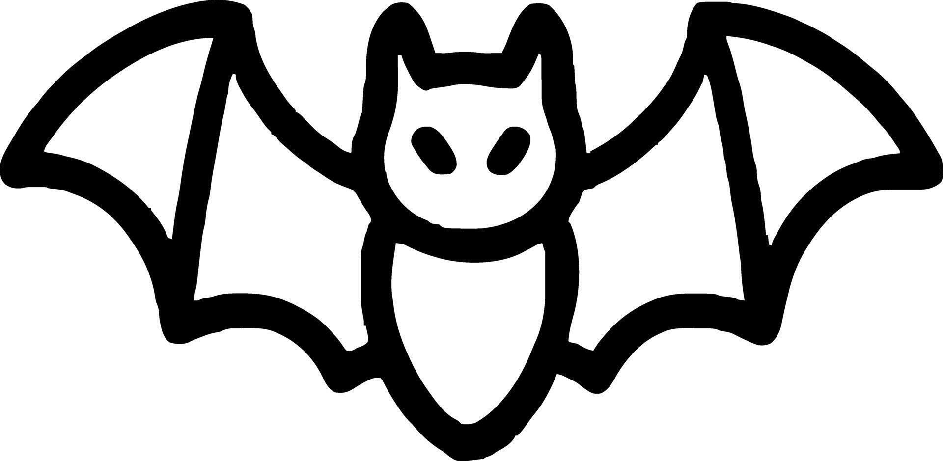 bat icon illustration outline stroke minimalist black line vector