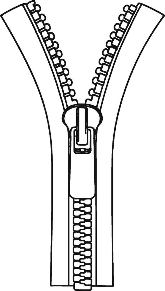 Zipper Minimalist line art hand drawn outline stroke vector