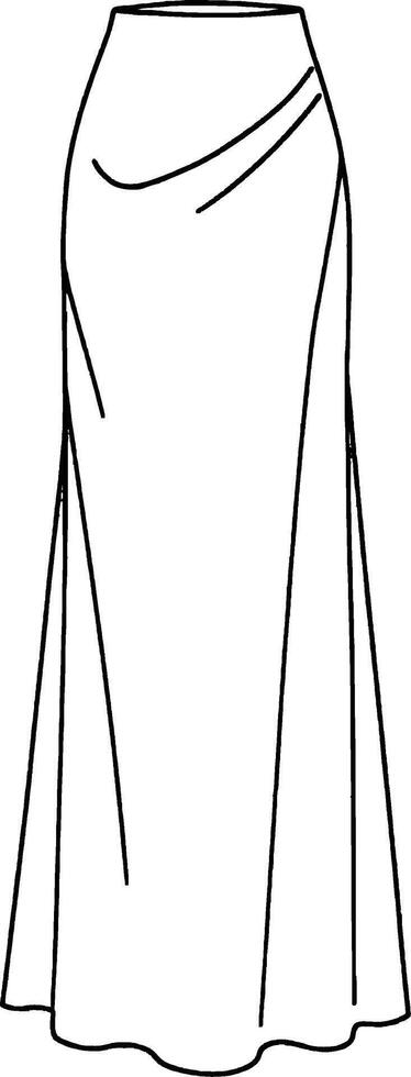 Long skirt Minimalist line art hand drawn outline stroke vector