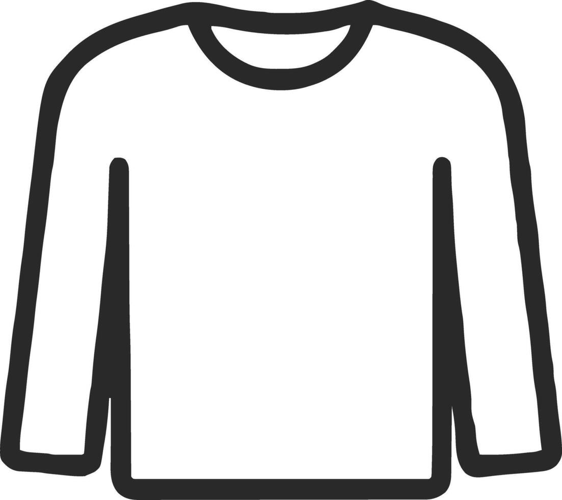 Long sleeve t shirt icon illustration outline stroke minimalist black line vector