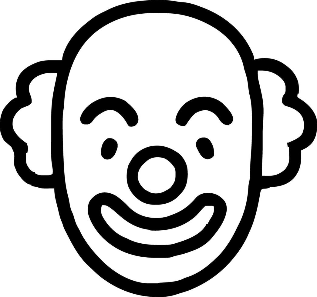 Clown icon illustration outline stroke minimalist black line vector