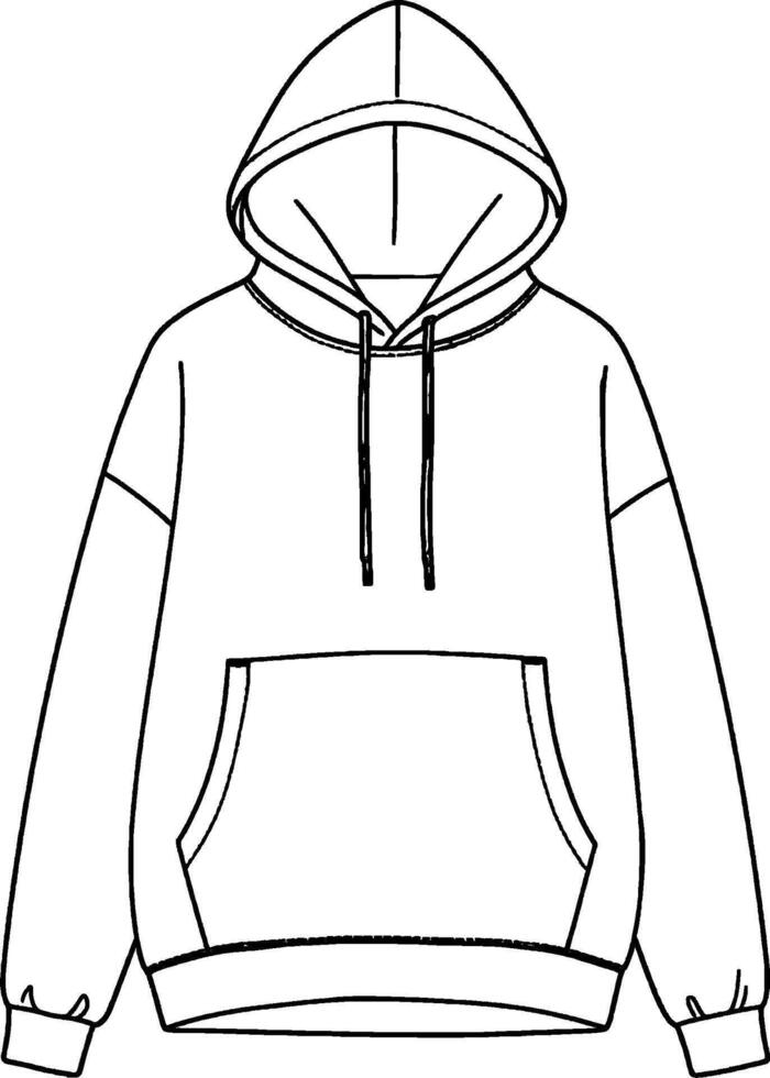 Oversized Hoodie Minimalist line art hand drawn outline stroke vector