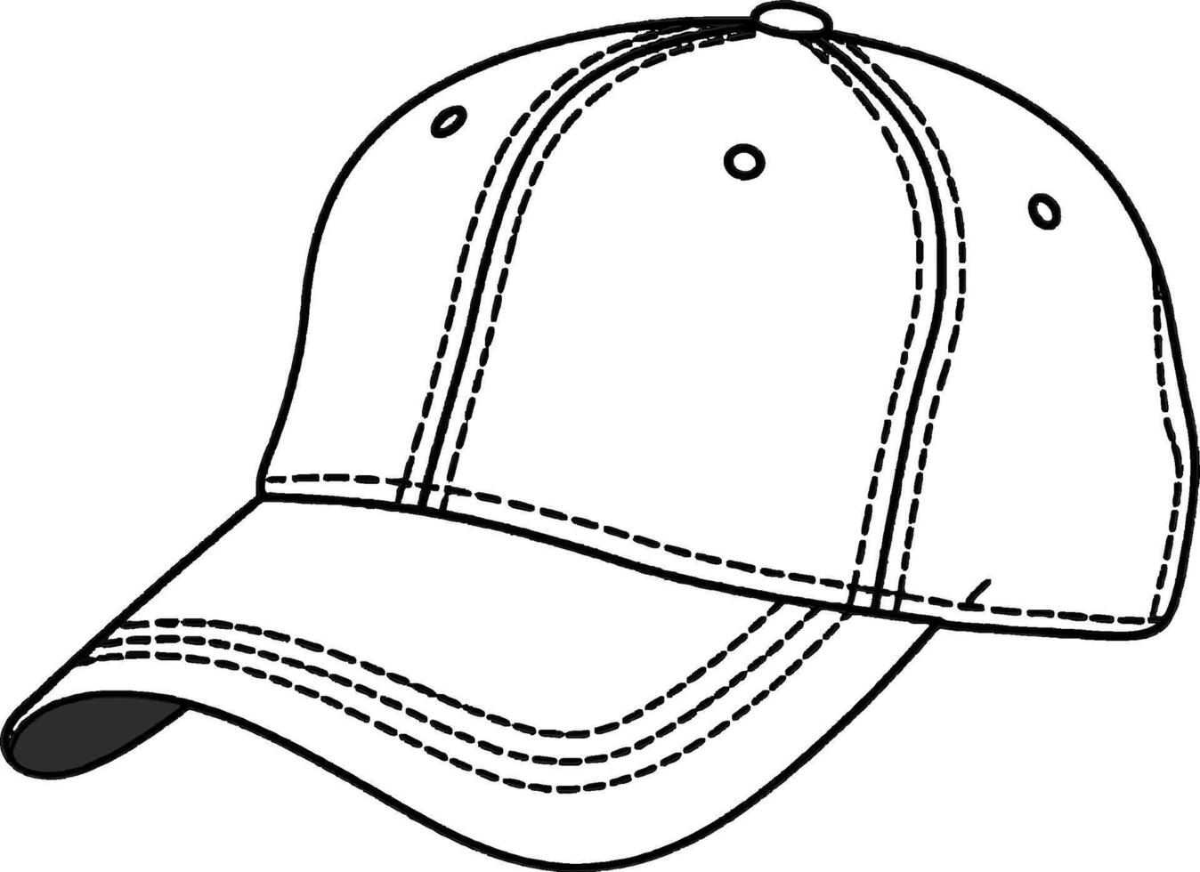 Cap fashionable accessories Minimalist line art hand drawn outline stroke vector