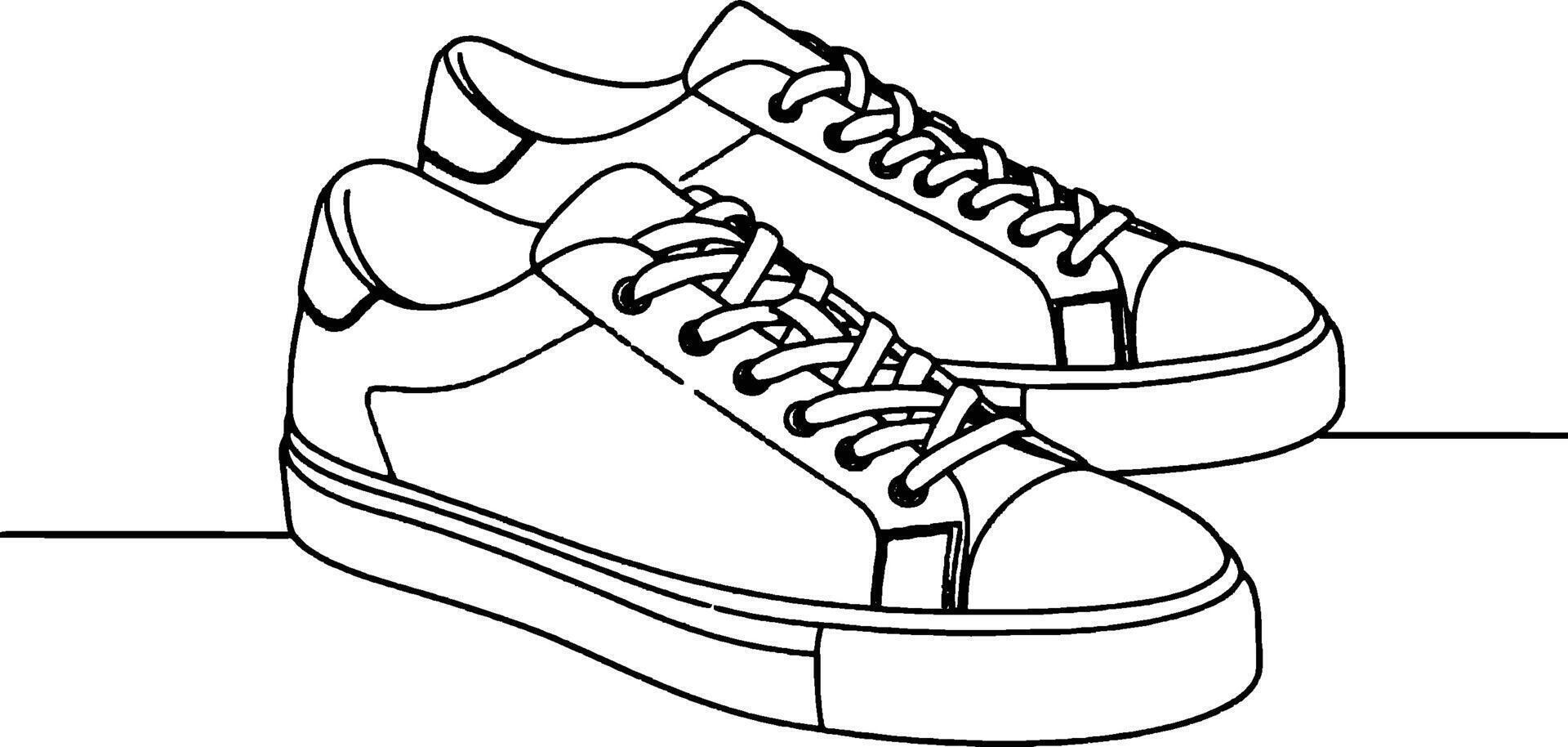 Sneakers Shoes Minimalist line art hand drawn outline stroke vector