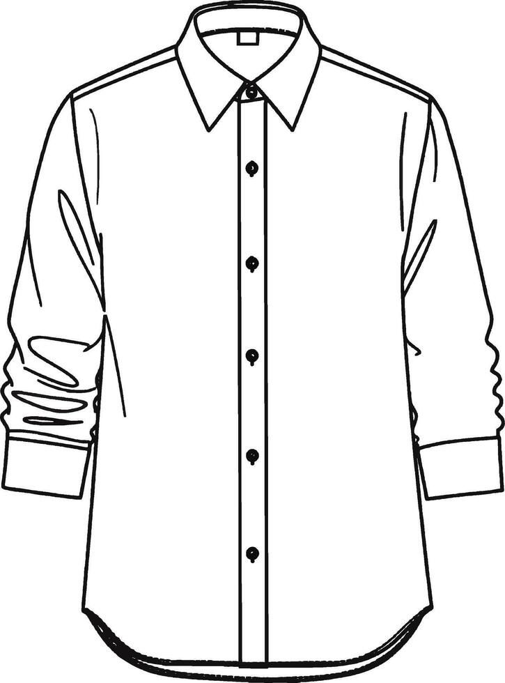 Button Up shirt Minimalist line art hand drawn outline stroke vector