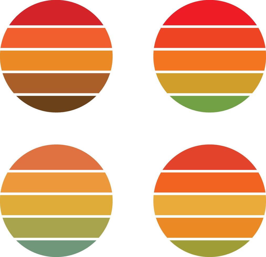 Sunset Horizon Set with Multiple Hues vector
