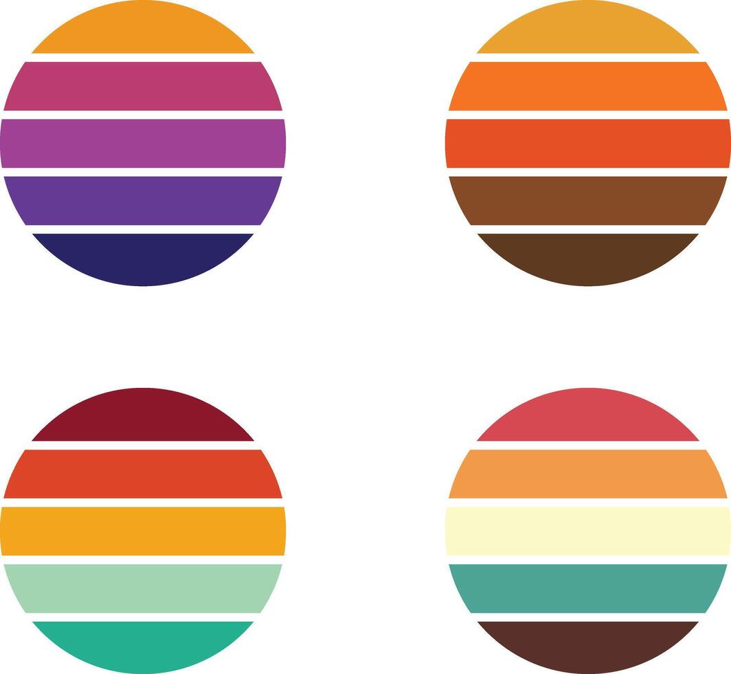 Colorful Sunset Set with Horizontal Stripes vector