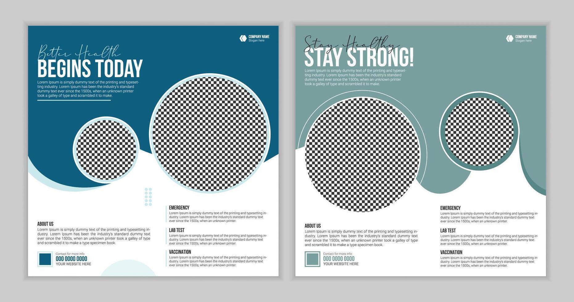 Set of Medical and healthcare social media post design template. vector