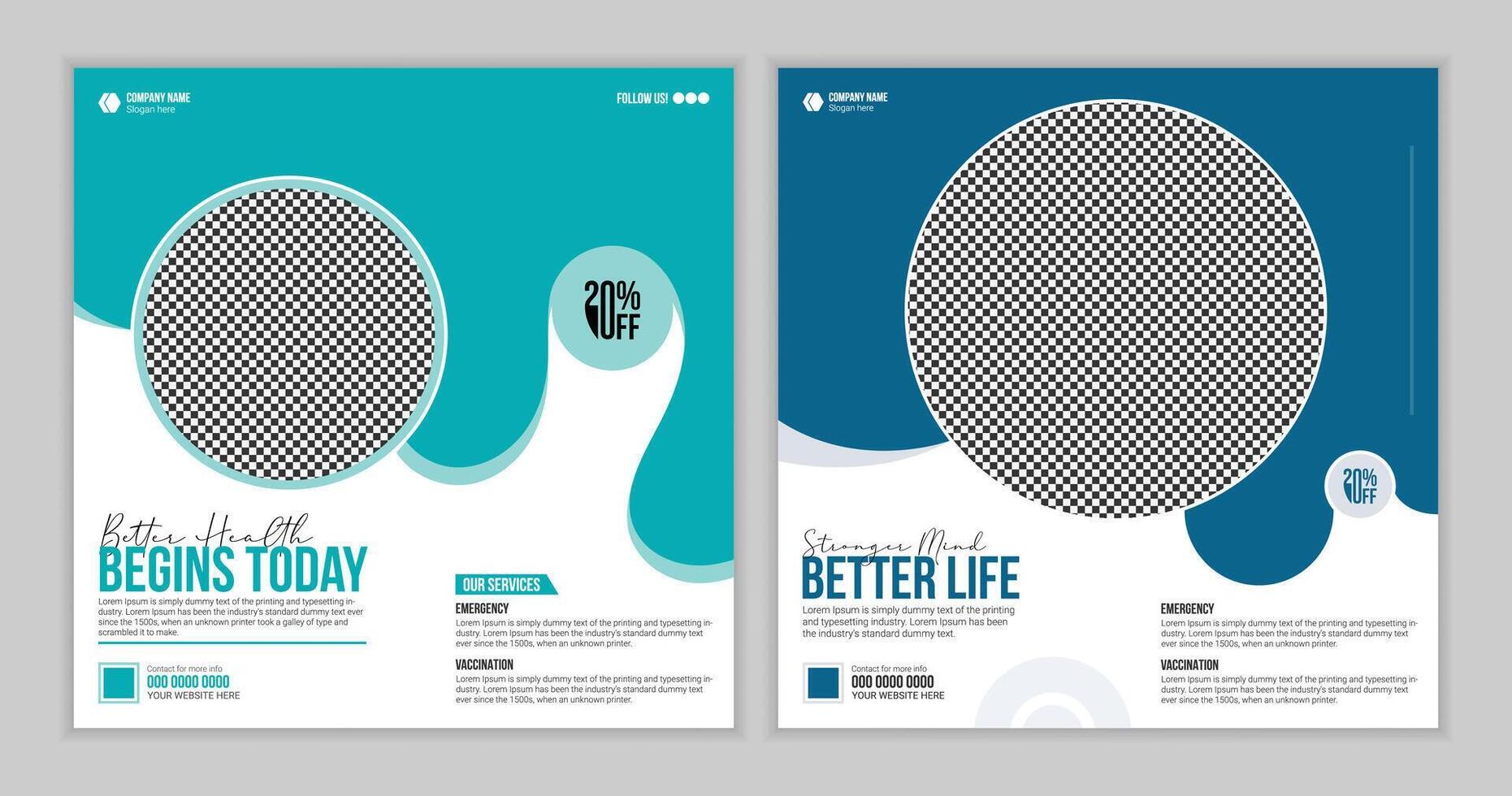 Healthcare square flyer and social media post template design vector