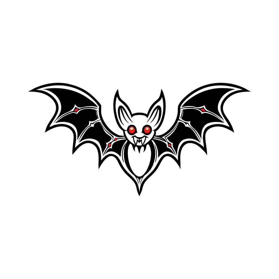 Gothic Spooky Halloween Bat, Enchanted with Wings and Glowing Eyes Illustrator Artwork vector