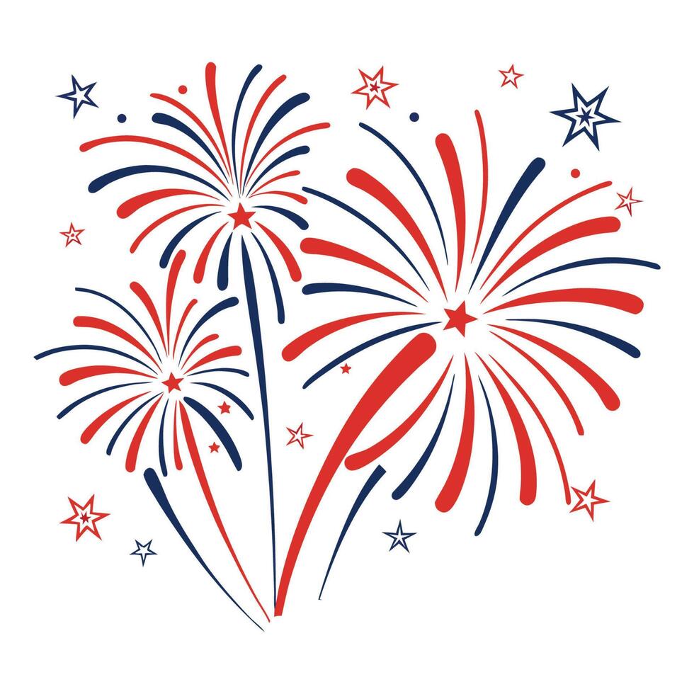 Patriotic Fireworks Display Red, Blue and Stars Display vector