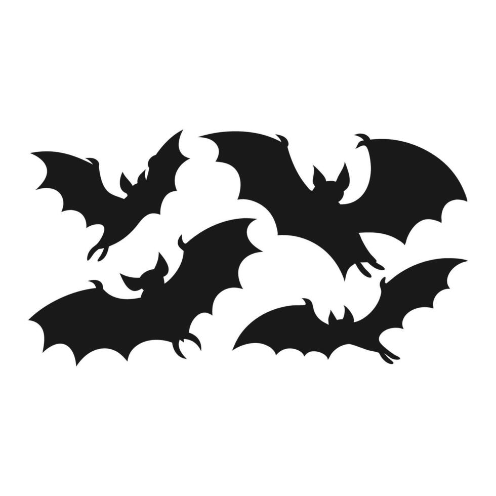 Gothic Spooky Halloween Bats, Enchanted Wings and Glowing Eyes Illustrator Artwork vector