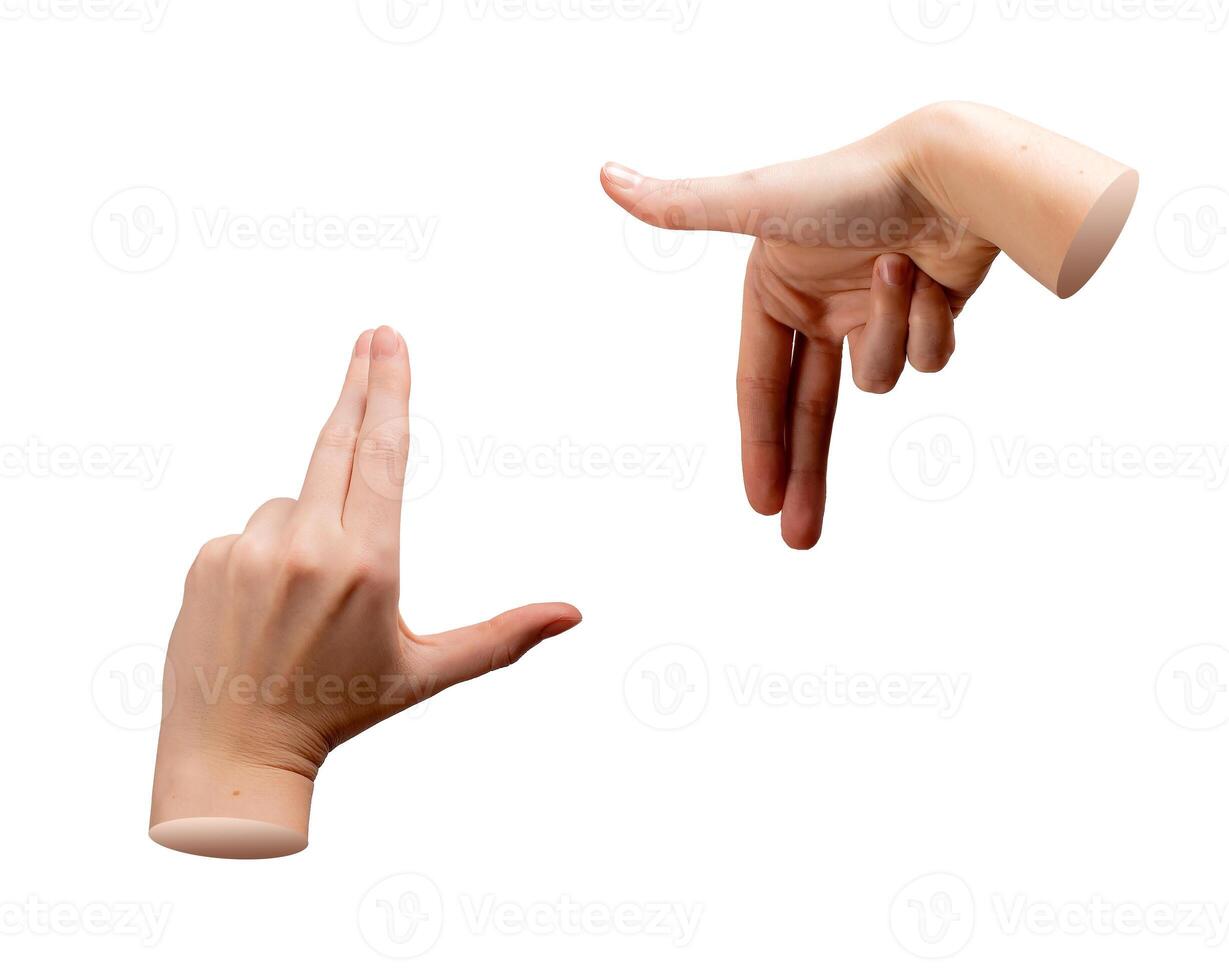 Hand gesture with fingers and thumbs forming rectangular frame for photography composition. Creative photo
