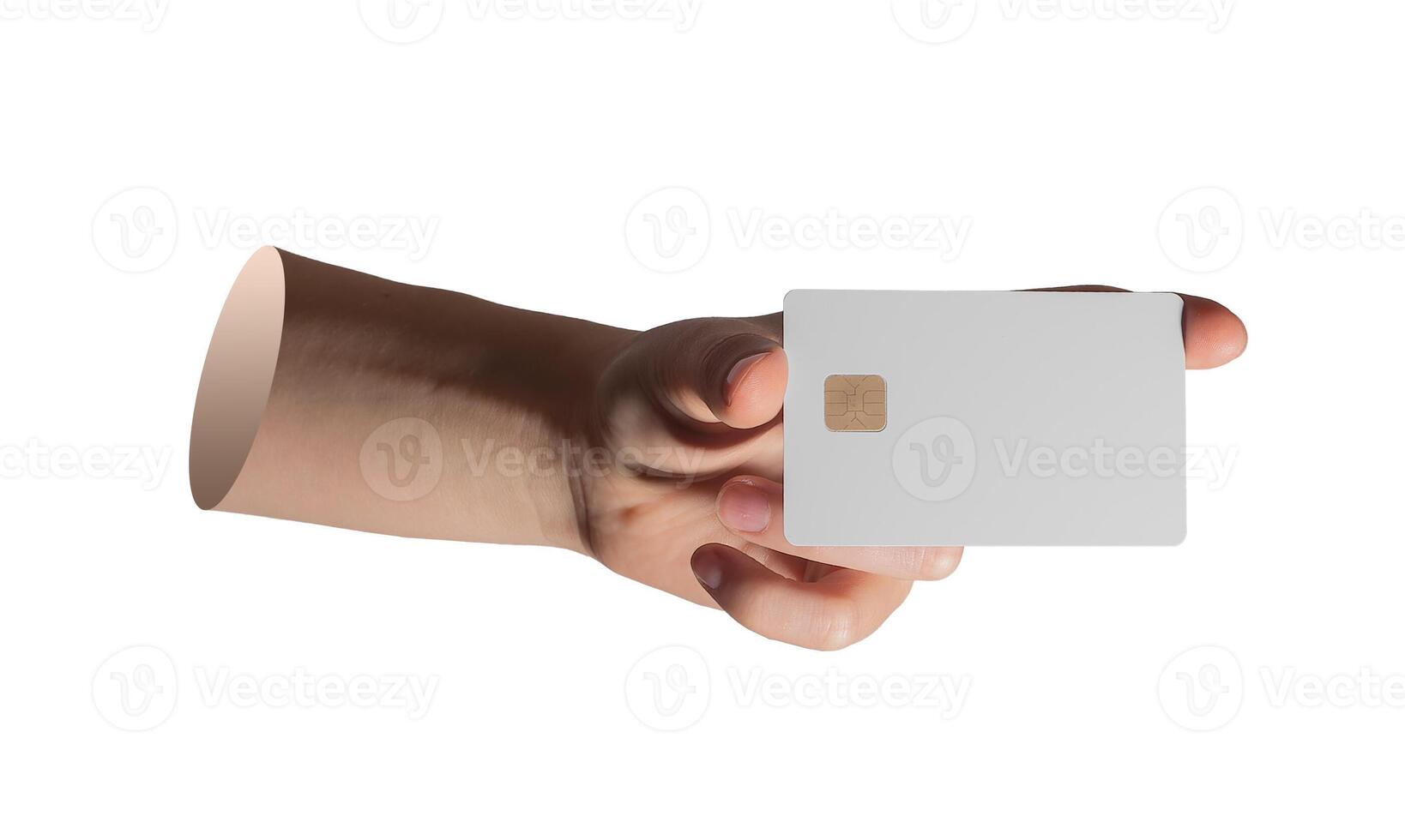 Bank card held by female hand, finance concept with credit and debit payment, cashback, retail photo