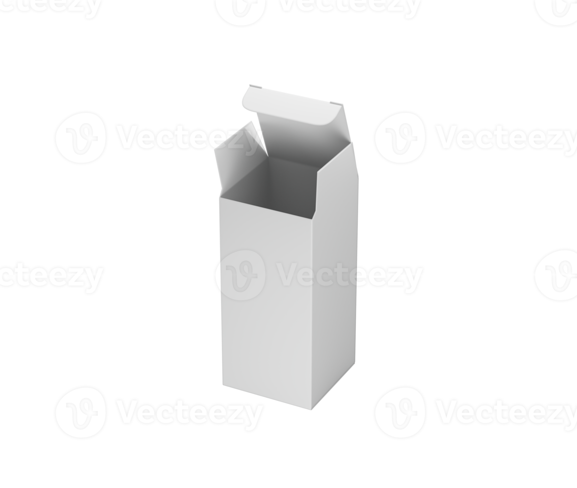 open-top cardboard box with a partially lifted lid for packaging and product mockups. 3d Illustration png