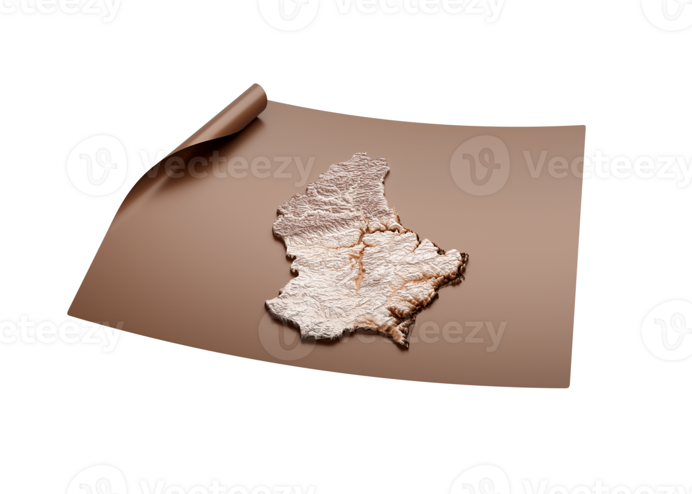 Map Of Luxembourg Old Style Brown On Unrolled Map Paper Sheet 3d Illustration png
