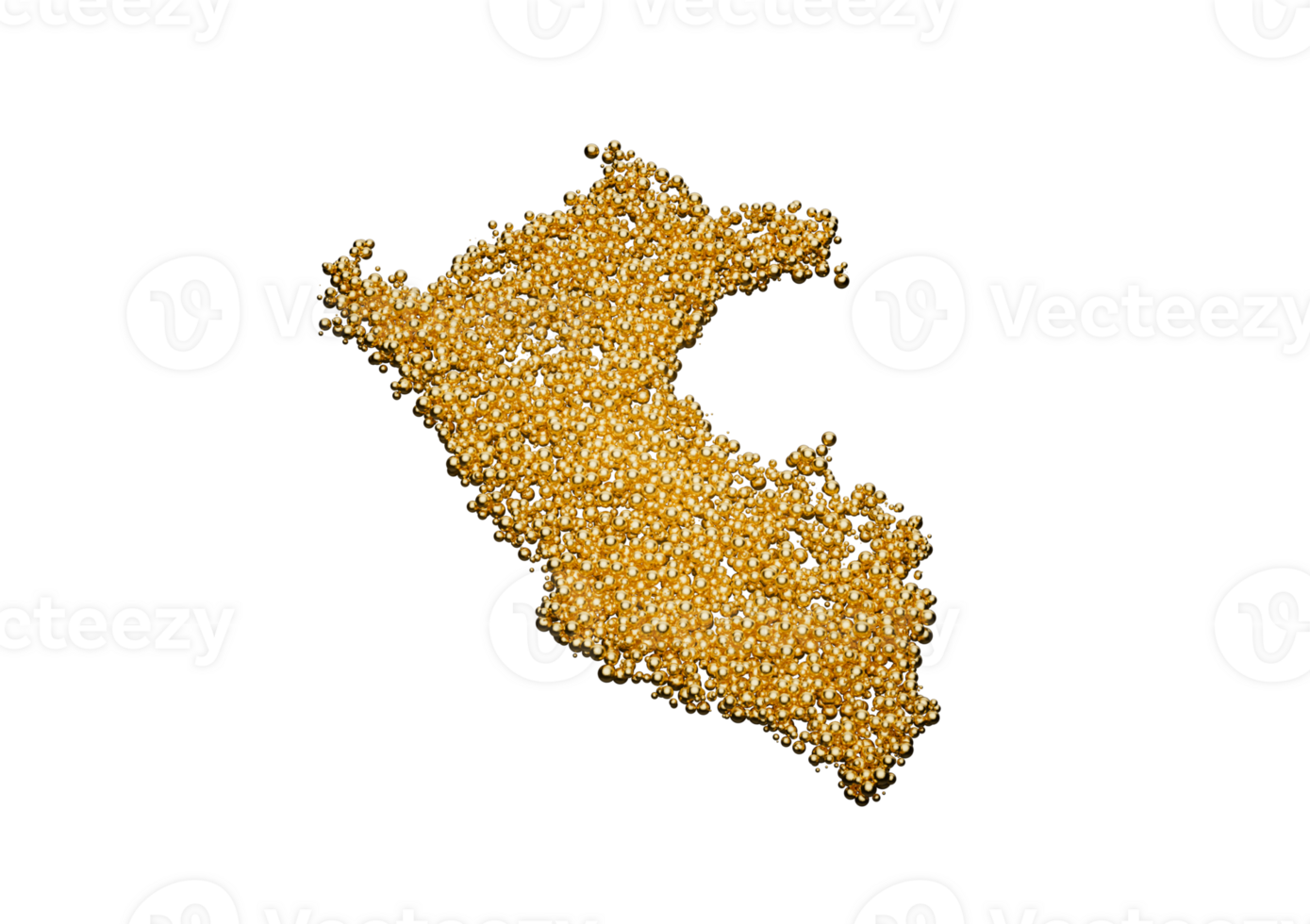 Peru Map Made Of High Quality Premium Golden Shiny Metallic Beads Or Balls 3D Illustration png