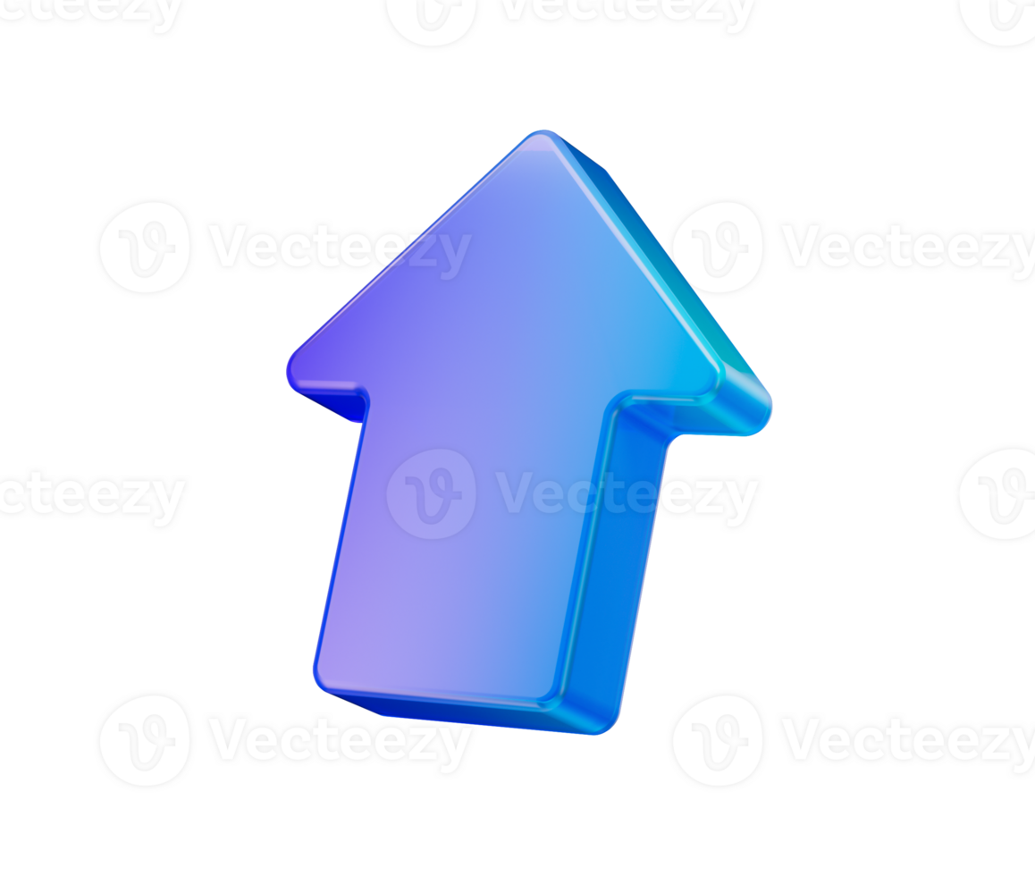 glowing blue arrow pointing upward, symbolizing progress, direction and growth. 3D Illustration png